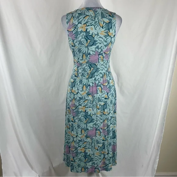 LL Bean Green Floral Print CottageCore Feminine Midi Dress NWOT Size XS - Picture 5 of 13